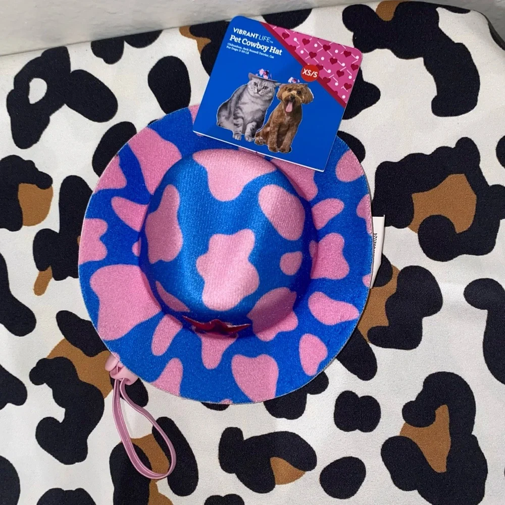 VIBRANT LIFE PINK & BLUE STAR SMALL DOG PET COWBOY HAT